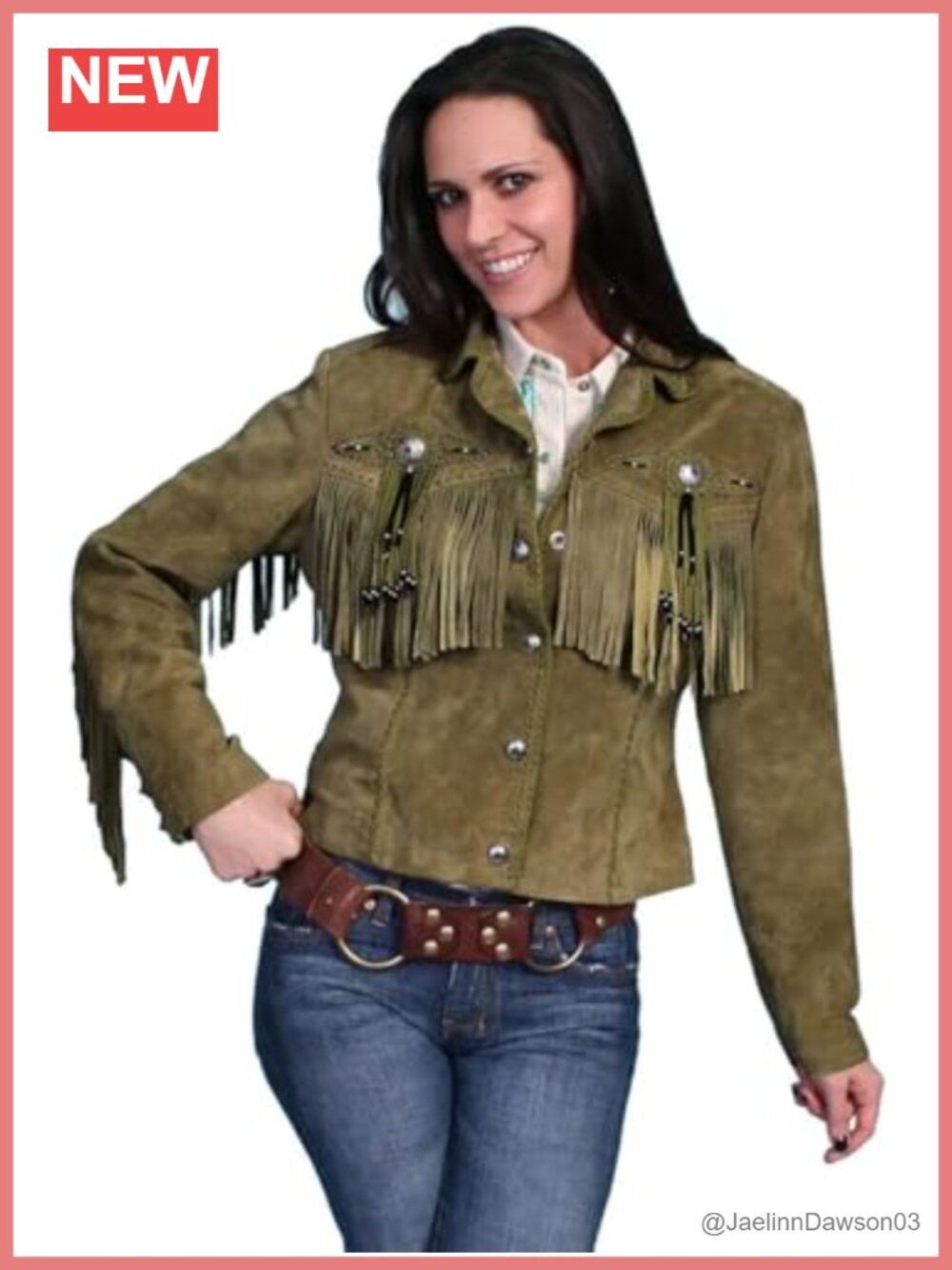 Fringe And Beaded Jacket Western Yoke Snap Placket Long Sleeve
